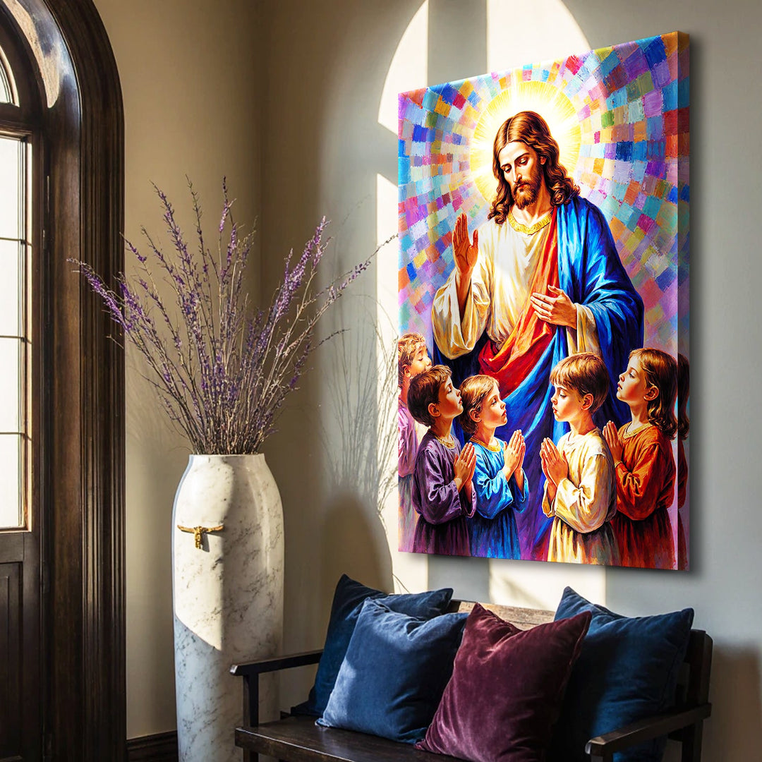 Jesus Praying With Kids Faith Wall Art