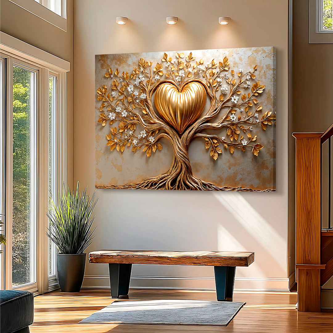 Golden Tree Heart Wall Art