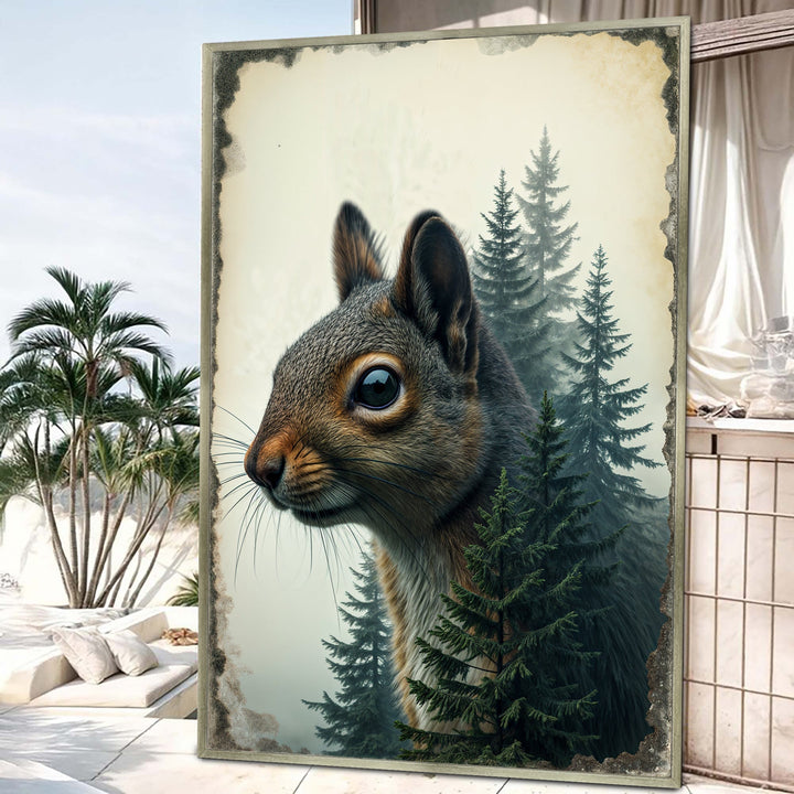 Squirrel Double Exposure Wall Art