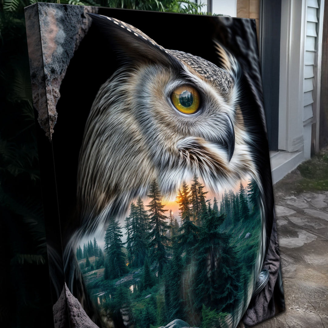 Owl Double Exposure Wall Art