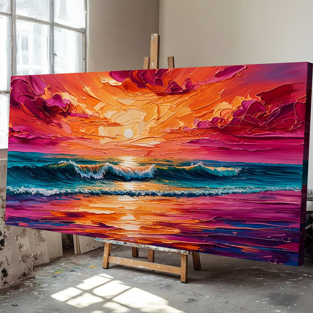 Coastal Sunset Impasto Wall Art