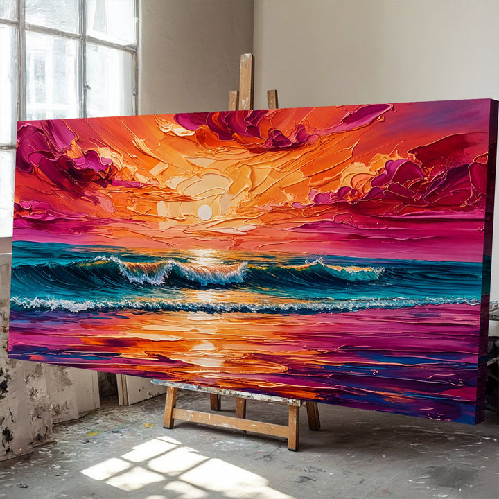 Coastal Sunset Impasto Wall Art