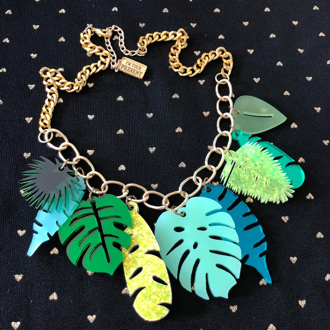 Tropical Leaves Statement Necklace