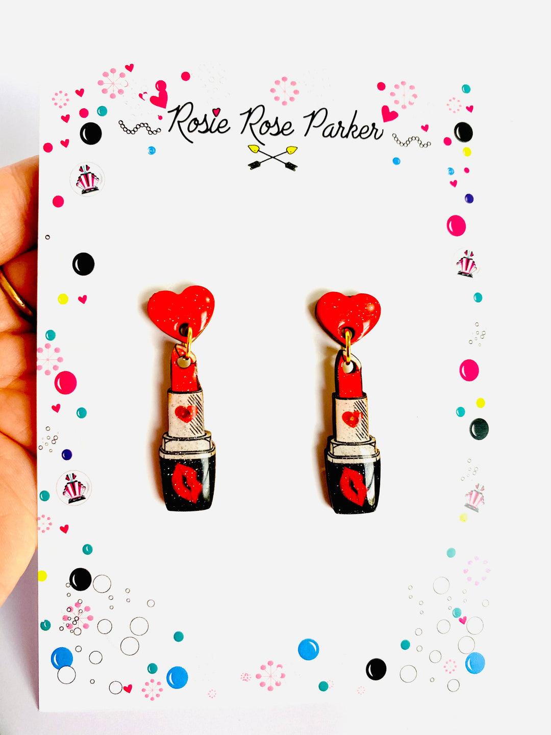 Valentine Lipstick Earrings by Rosie Rose Parker