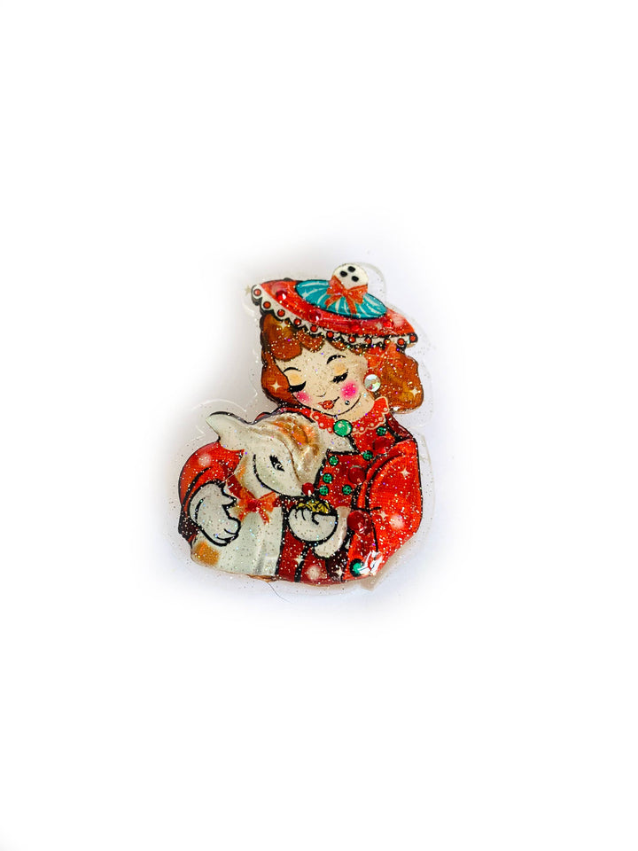 Vintage Girl & Deer Brooch by Rosie Rose Parker