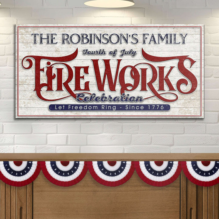 4th of July Fireworks Celebration Personalized Sign