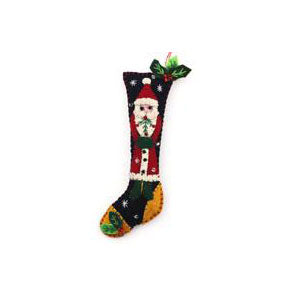 5.5" Black Stocking w/Red Santa by Stitch by Stitch image