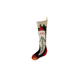 5.5" Black Stocking w/Santa Face