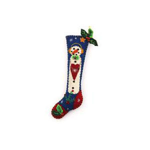 5.5" Blue Stocking w/Snowman by Stitch by Stitch image