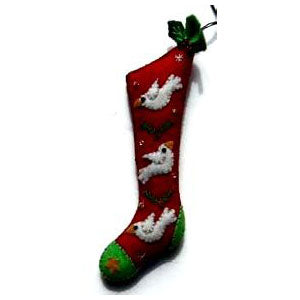 5.5" Red Stocking w/3 White Pigeons by Stitch by Stitch image