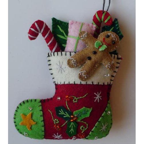 5" Red Stocking w/Gifts & Gingerbread by Stitch by Stitch image