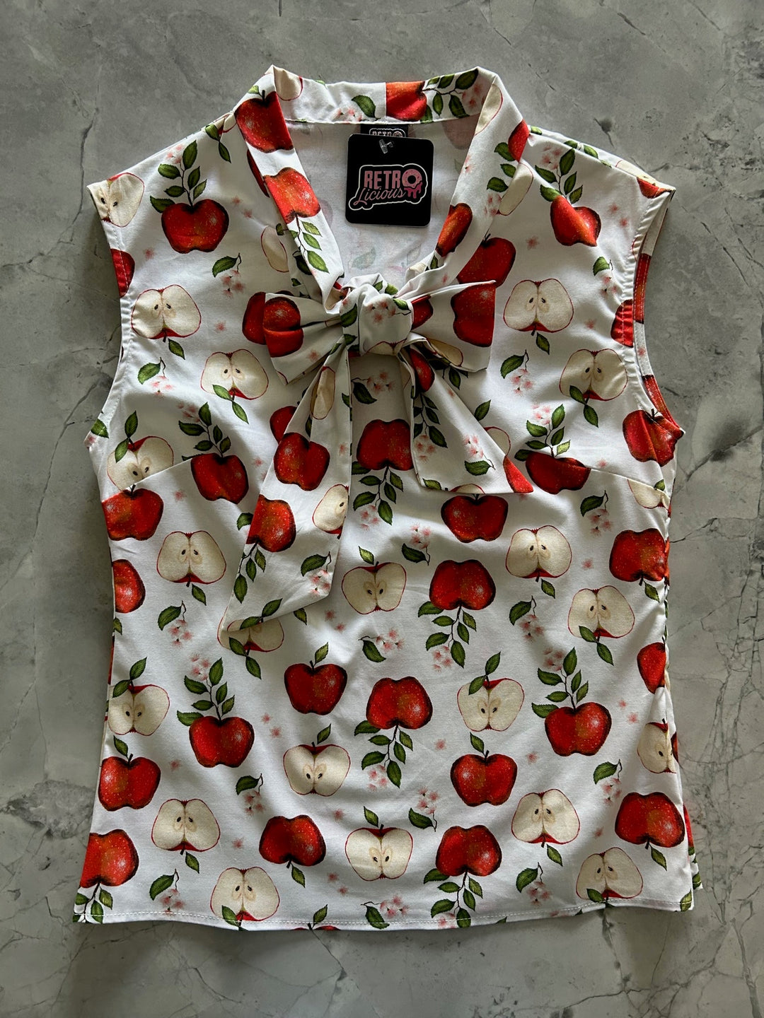 Apples Bow Top - 2X only, 1 left!