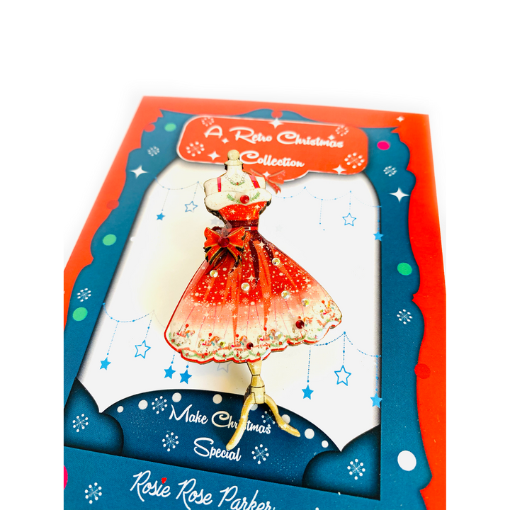 50s Christmas Dress Brooch by Rosie Rose Parker