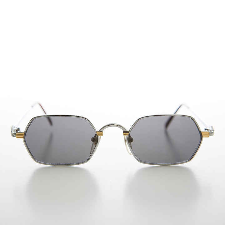 Gold Silver Hexagon Vintage Optical Quality Sunglass - Tempe