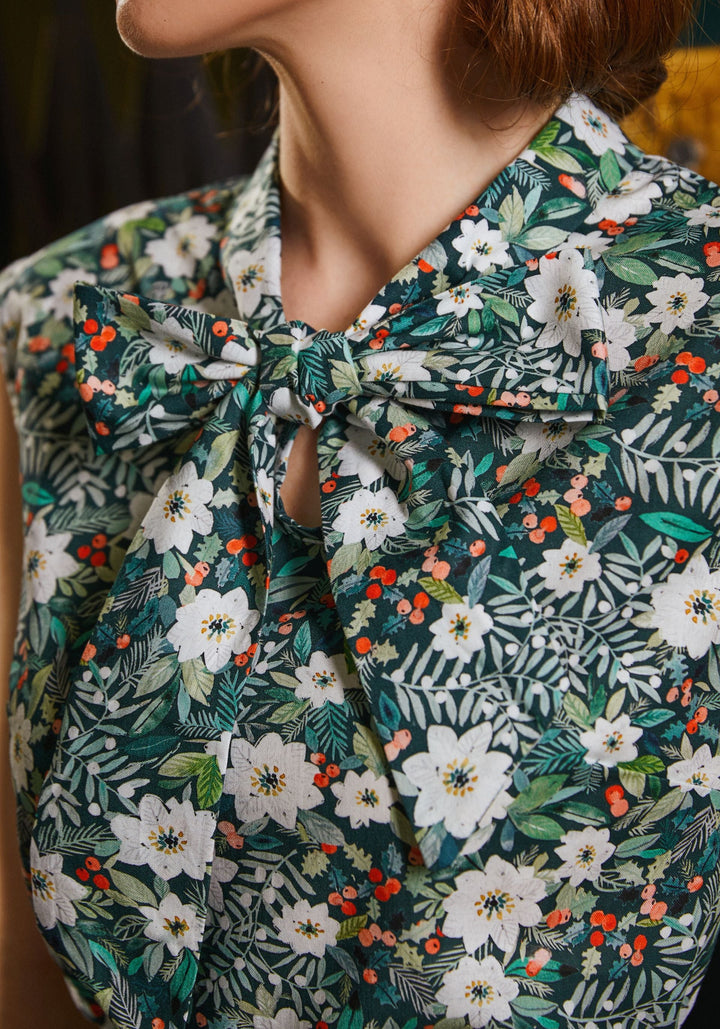 Winter Floral Bow Top