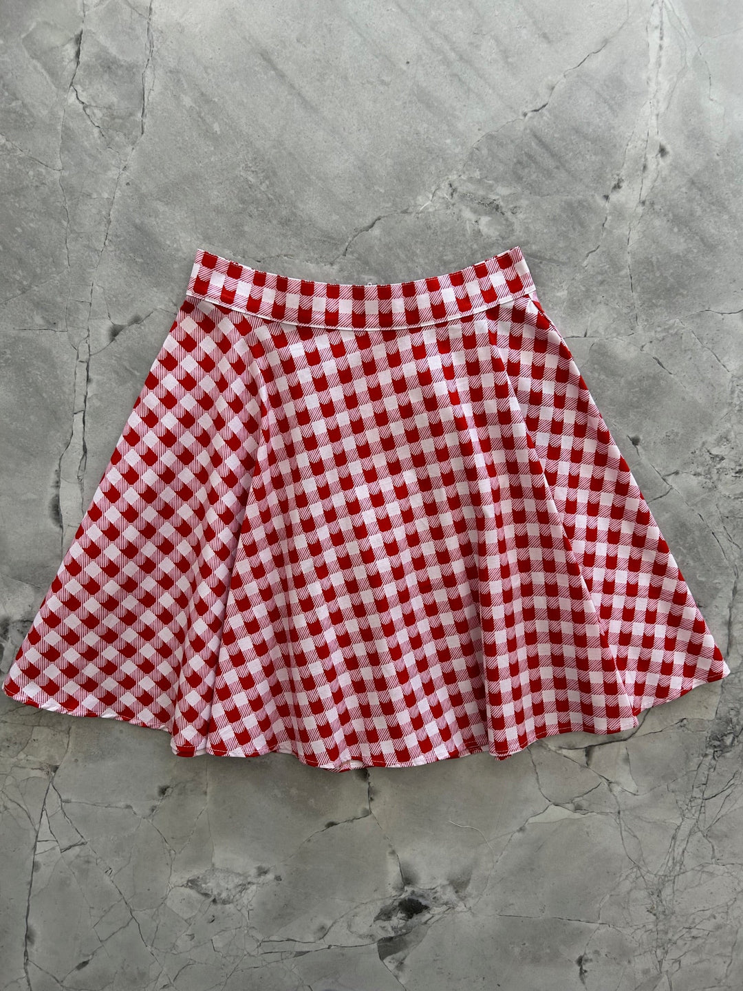 Red Check Kitties Skater Skirt