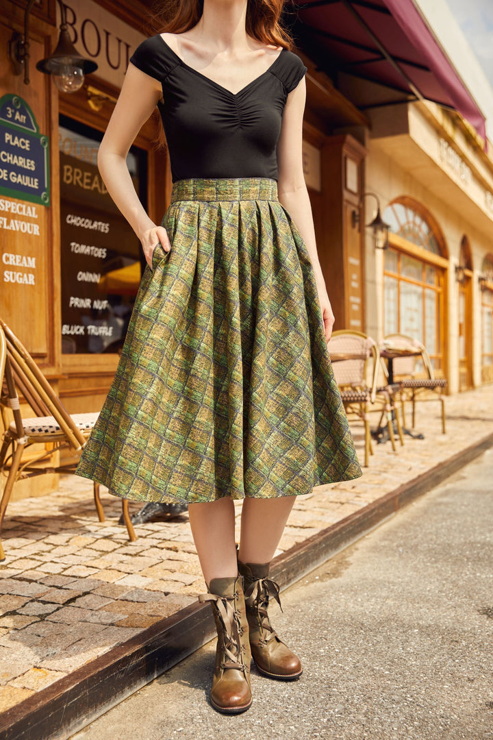 Green Plaid Doris Skirt