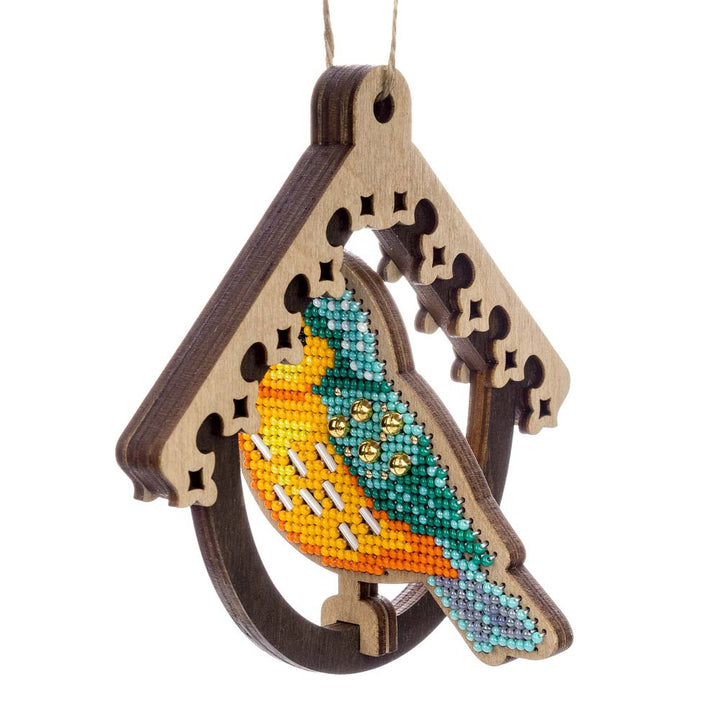 Wooden Bead Embroidery Kit ‚Äì ‚ÄúBird In Birdhouse‚Äù FLK-580