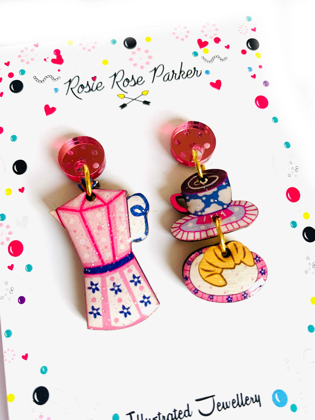 Croissants & Coffee Earrings by Rosie Rose Parker