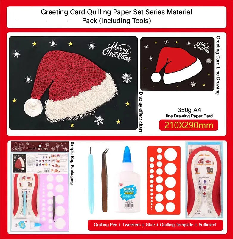 Christmas Hat DIY Making Kit. Paper Quilling Set F07M3-6-Hat2