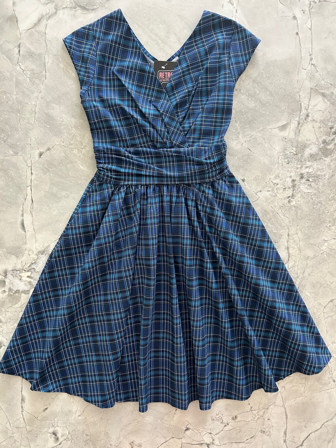 Blue Plaid Greta Dress - XS only, 1 left!