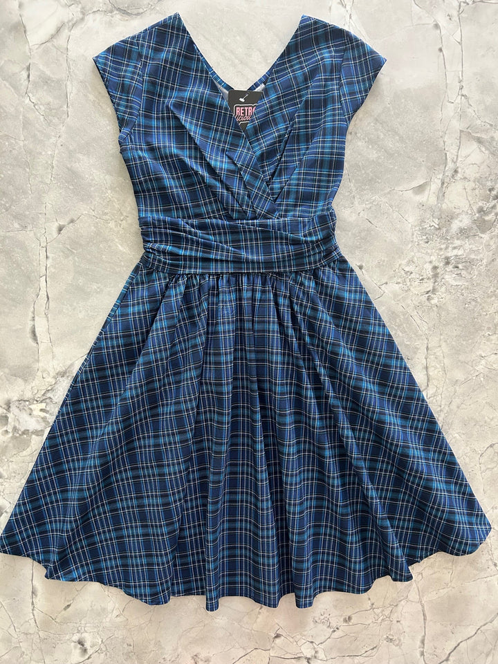 Blue Plaid Greta Dress - XS only, 1 left!