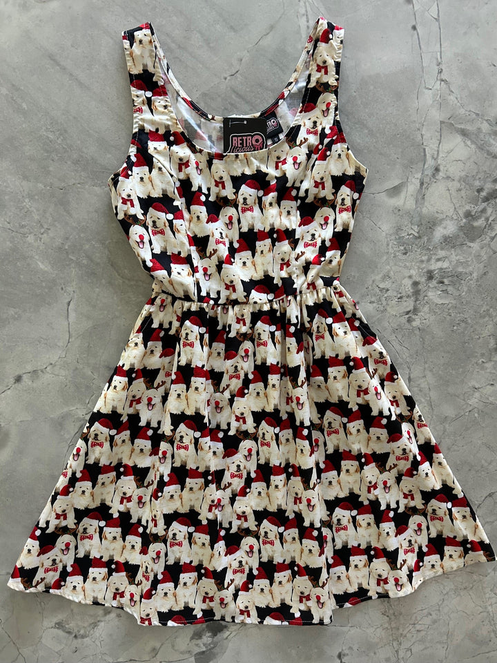 Dogs in Santa Hats Shorter Fit & Flare Dress