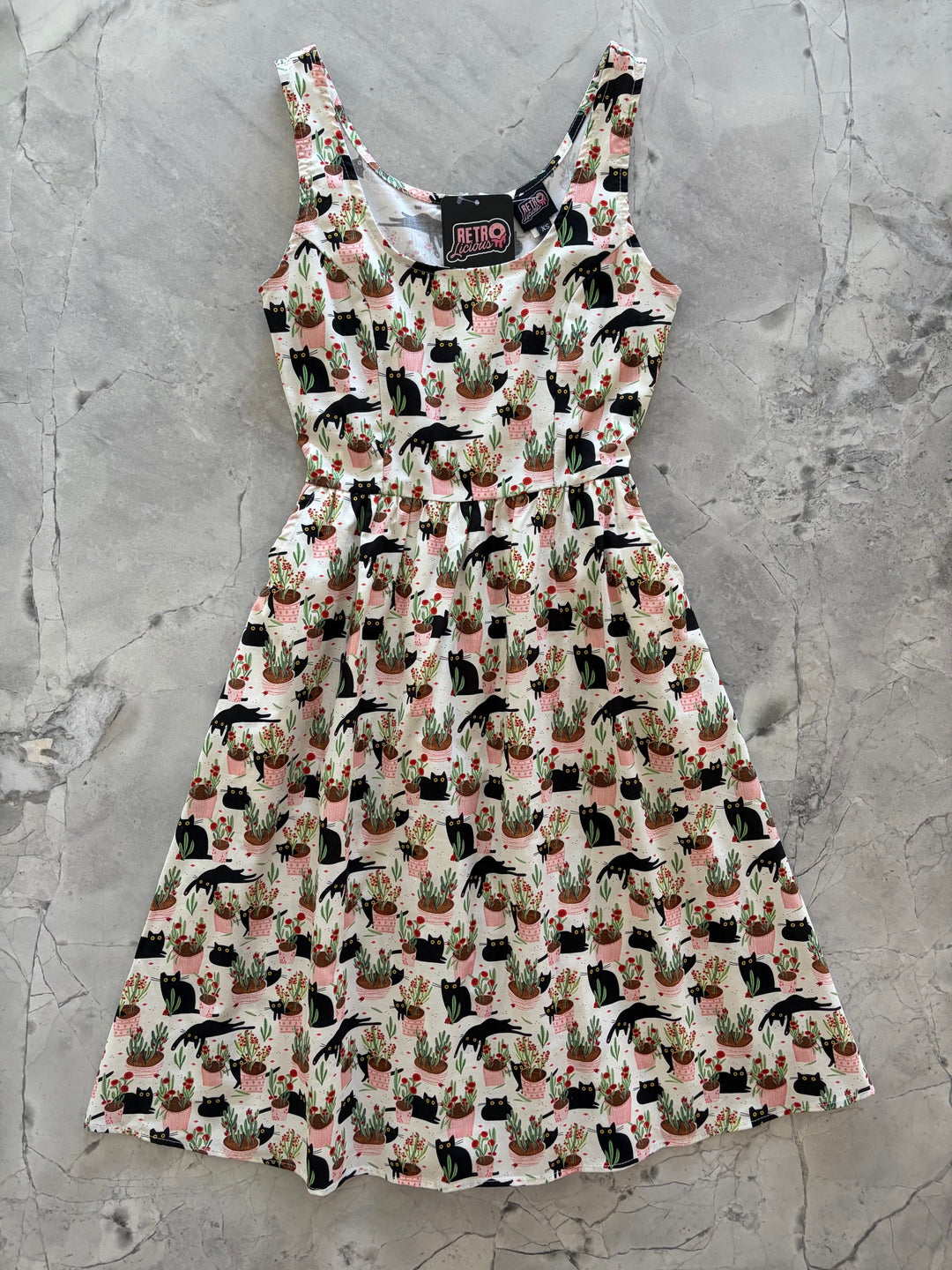 Cats & Plants Fit & Flare Dress