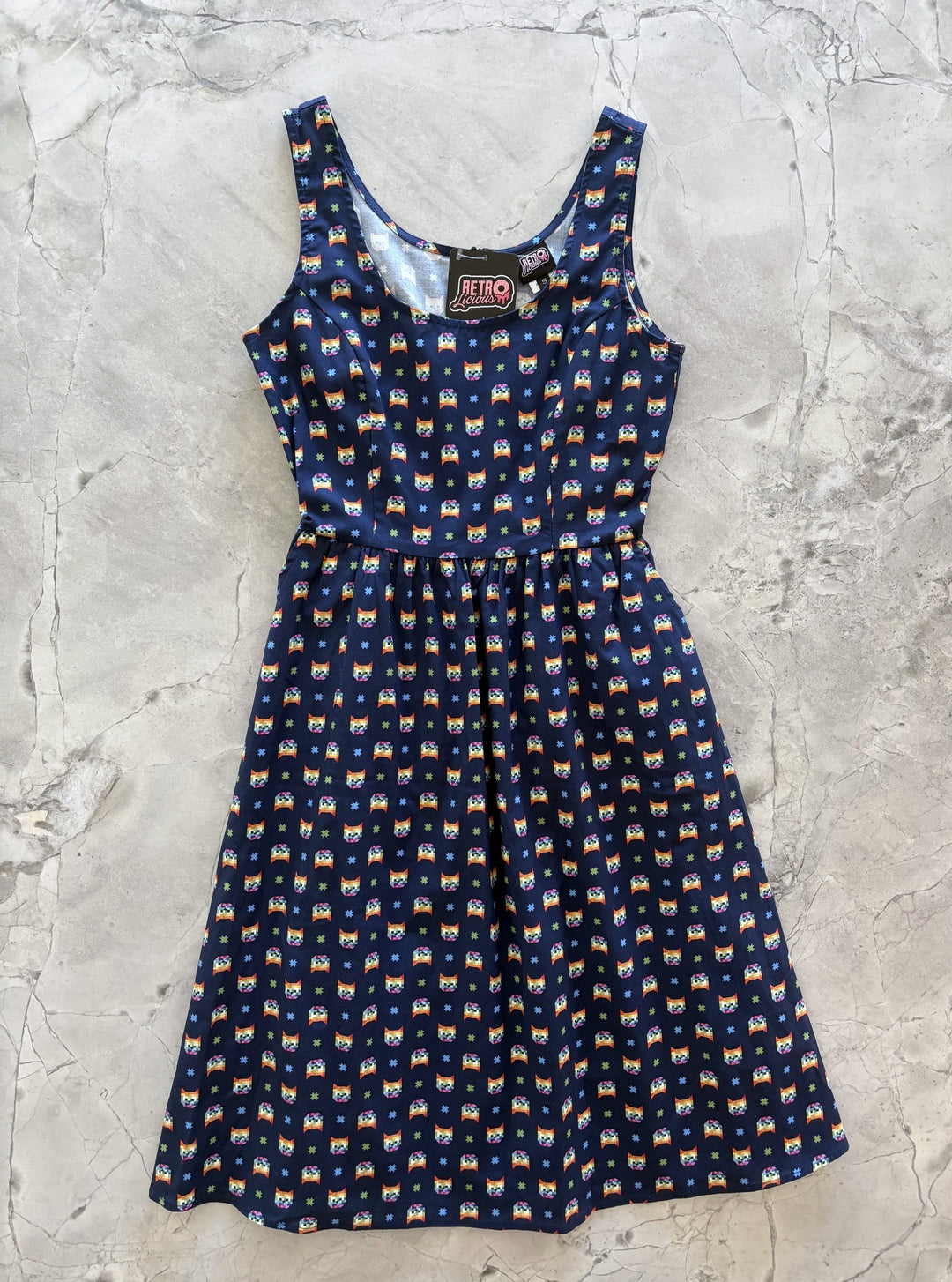 Retro Cats Fit & Flare Dress