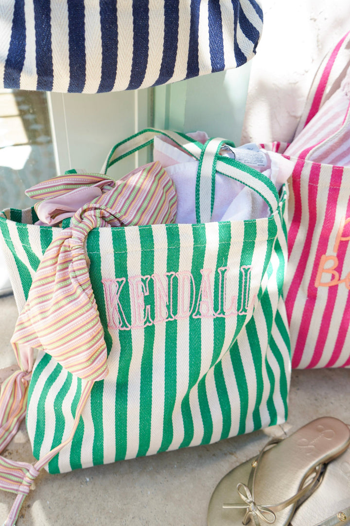 Harbor Canvas Striped Tote | Customizable