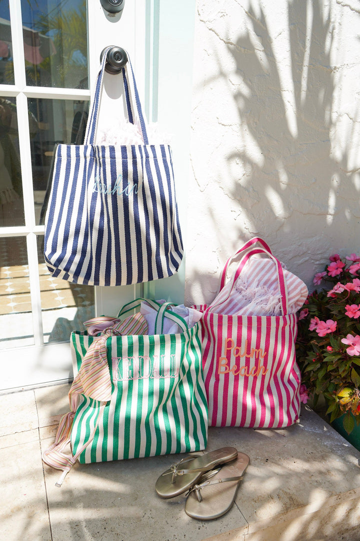 Harbor Canvas Striped Tote | Customizable