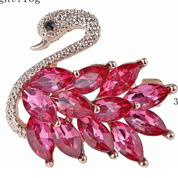 Crystal Swan Retro Brooch
