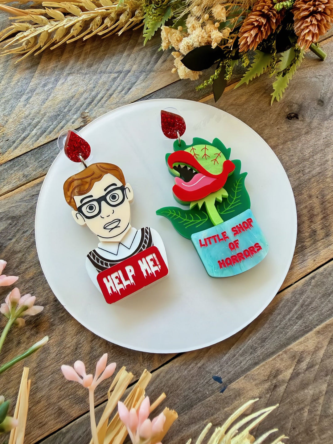 Little Shop of Horrors Dangle Earrings - Plant Monster Halloween Jewelry