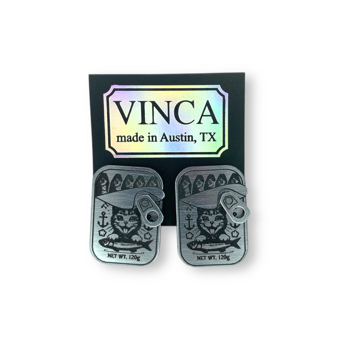 Kitten Breath Tinned Fish Can Earrings