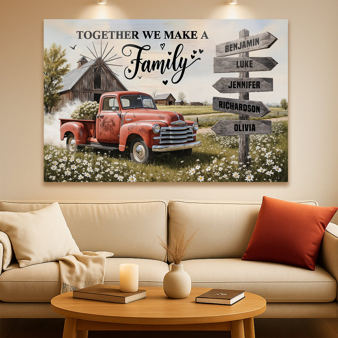 Personalized Family Farmhouse Old Truck Wall Art