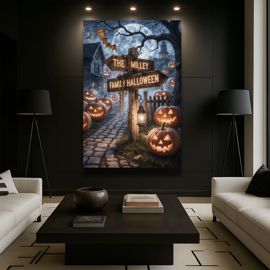 Personalized Family Name Street Sign Halloween Wall Art