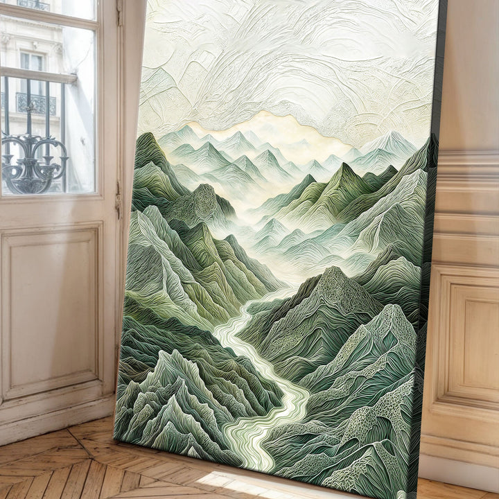 Abstract Mountain and River Landscape Wall Art