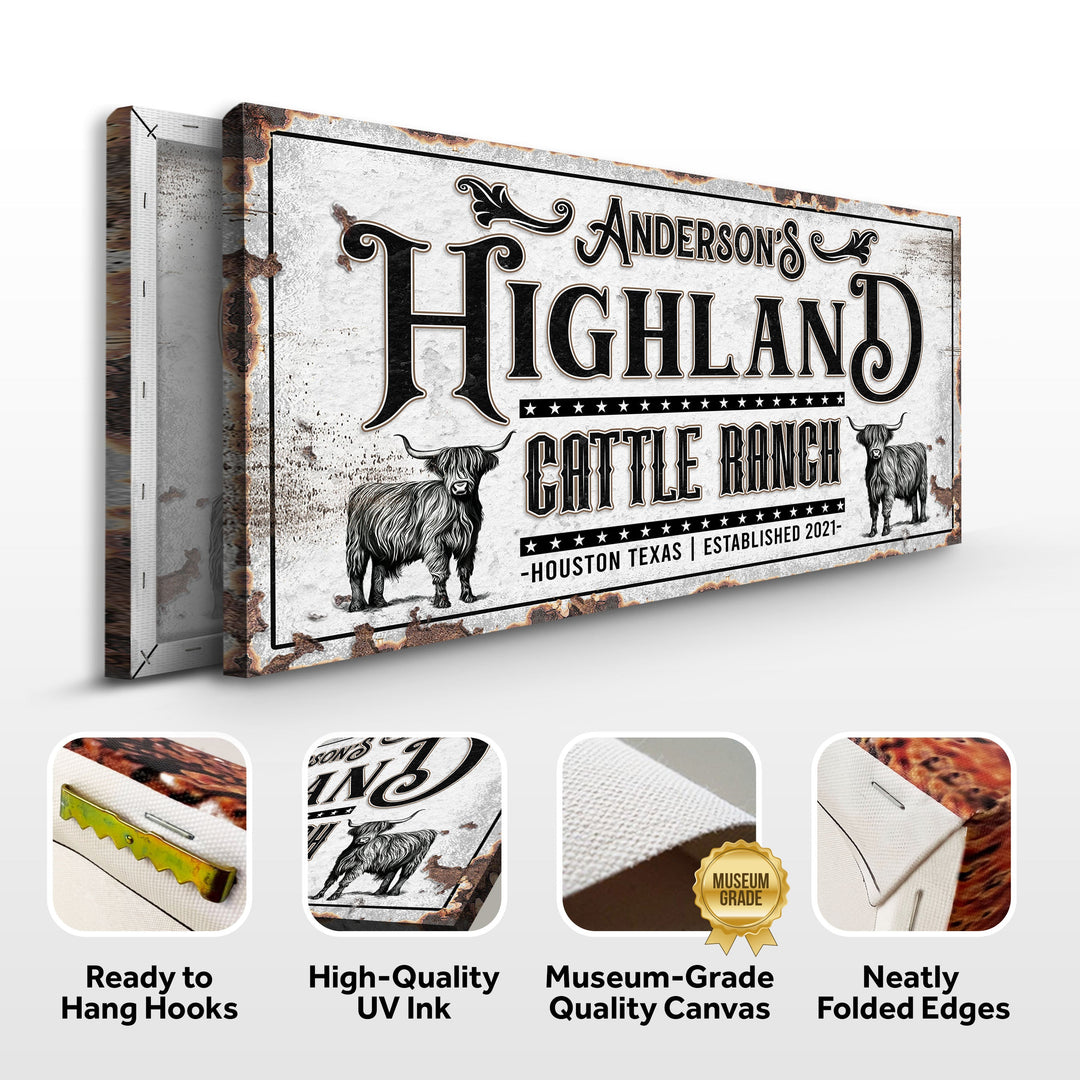 Personalized Highland Cattle Ranch Sign II