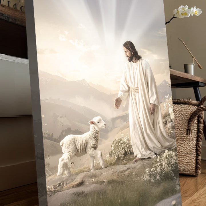 Jesus Protects The Lamb From Wolves Faith Wall Art XII