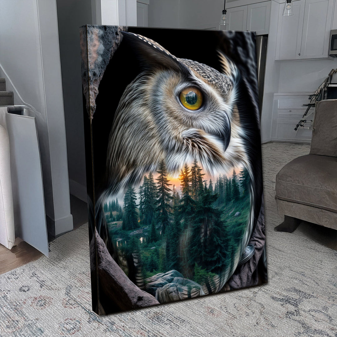 Owl Double Exposure Wall Art