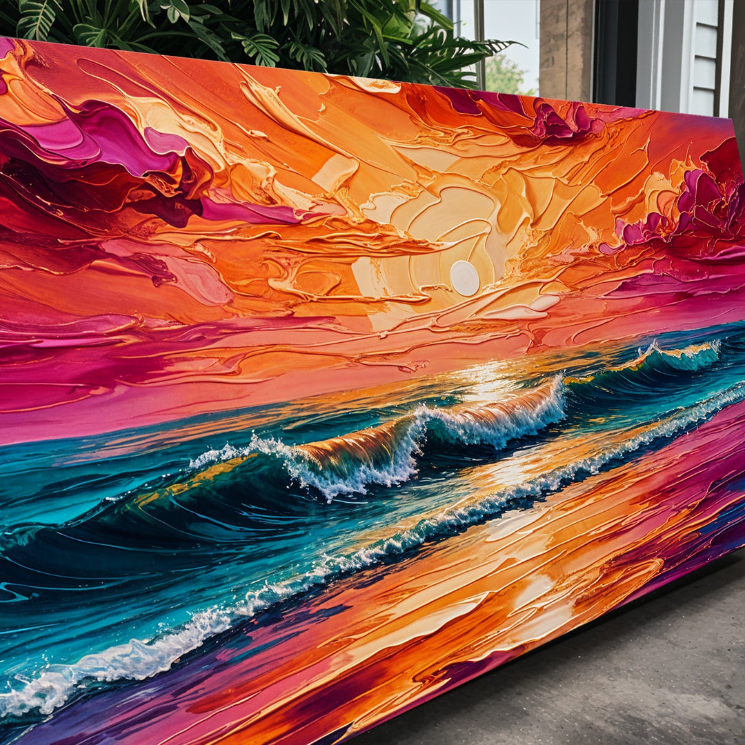 Coastal Sunset Impasto Wall Art