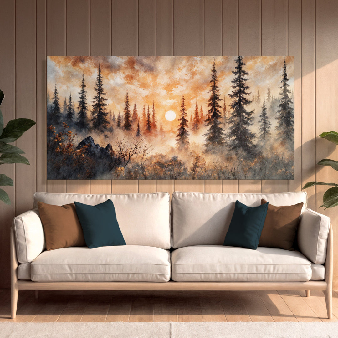 Rustic Forest Sunset Wall Art