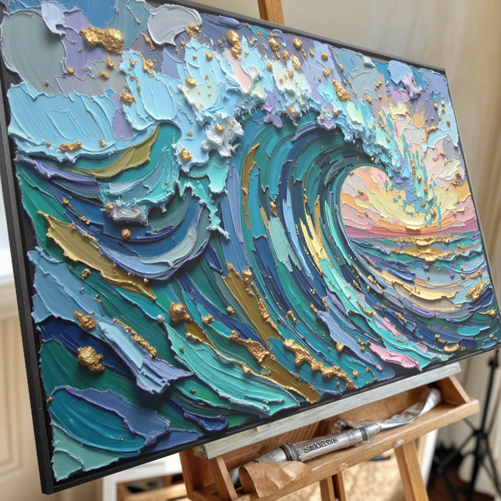 Golden Tide Impasto Wall Art