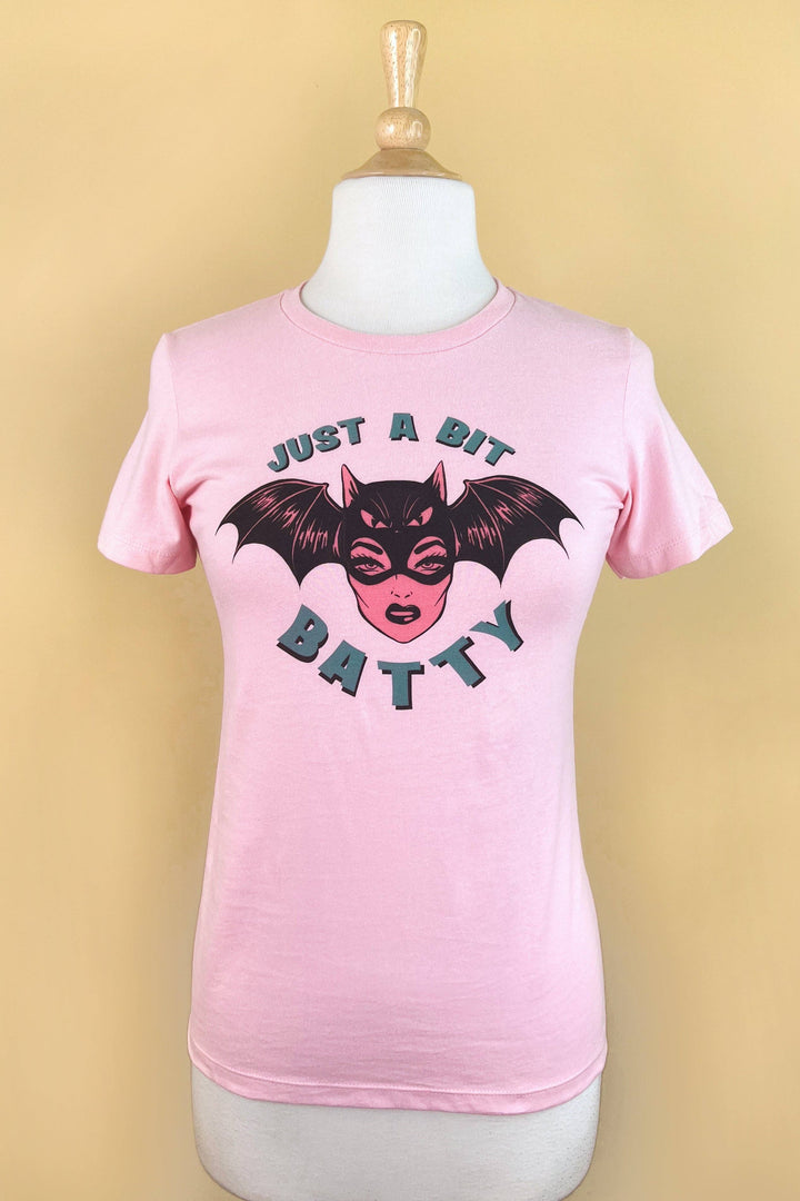 Just a bit Batty Fitted Tee in Pink