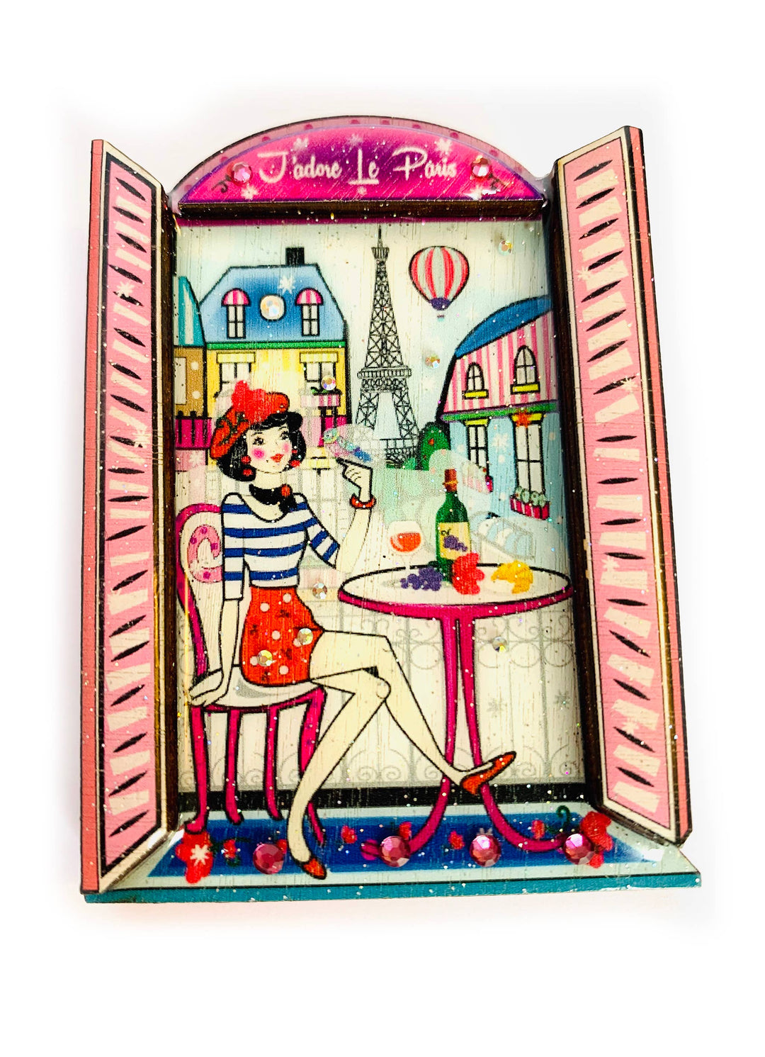 Oh la la Paris Scene Brooch by Rosie Rose Parker