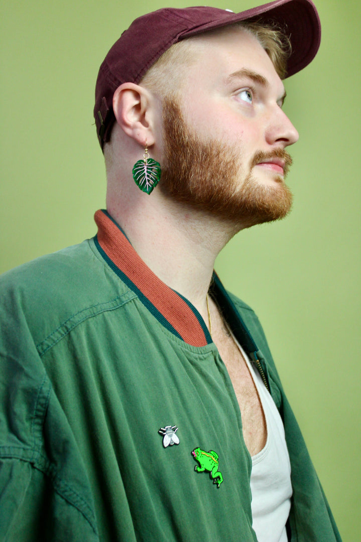 Mini Monstera Leaf Acrylic Earrings