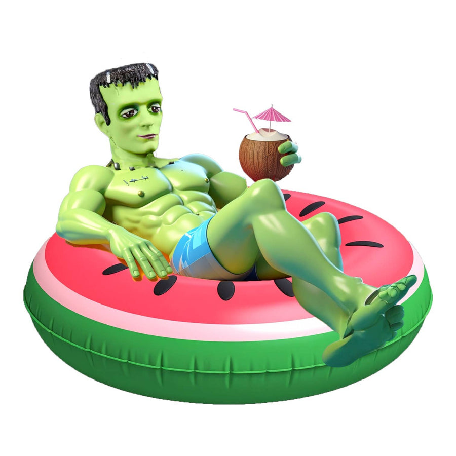 12 inch Frank monster figure floating in a watermelon pool float