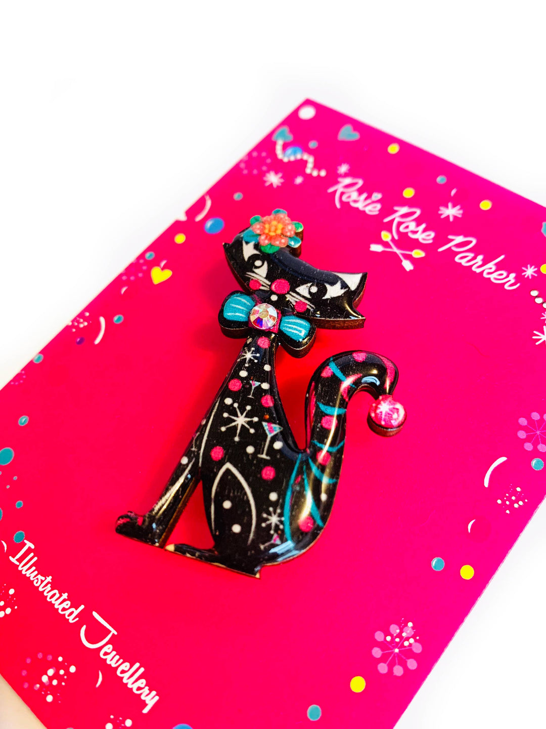 Retro Dapper Atomic Cat Brooch by Rosie Rose Parker