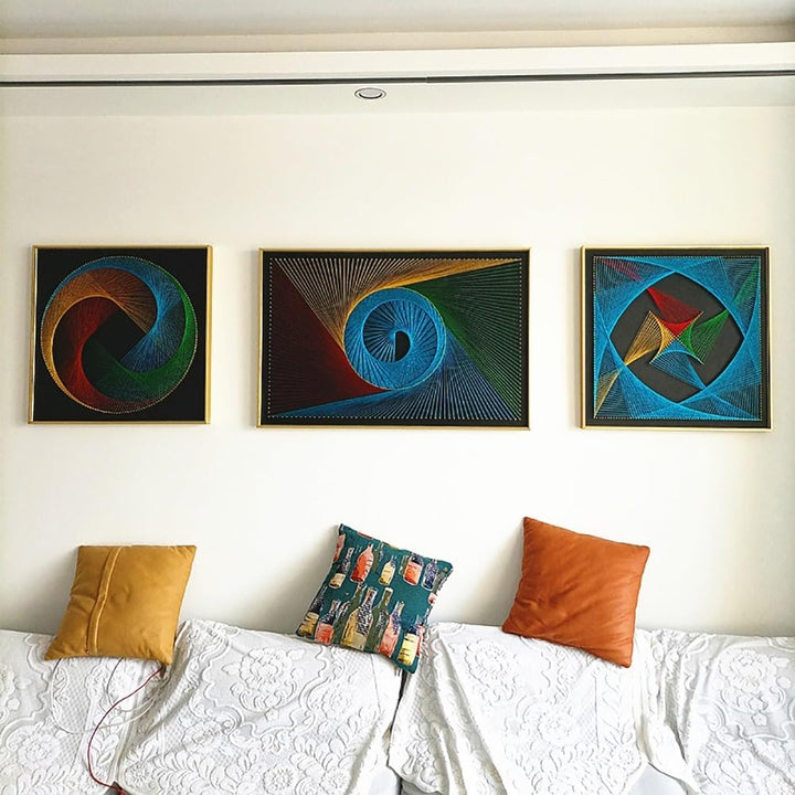 String Art DIY Kit - Dynamic Helix. Wizardi Geometry Nail Painting F07-M12-2-DHGG29223