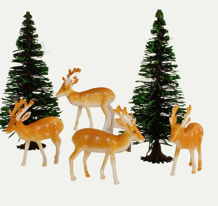 Retro Plastic Reindeer 1.5" - 4pcs